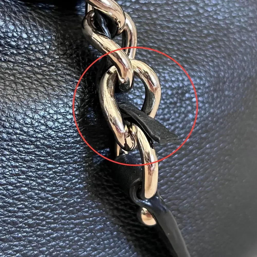 Kate Spade Andee Pebbled Leather Tote Black Shoulder Bag Gold Chain Strap Large - Picture 5 of 9